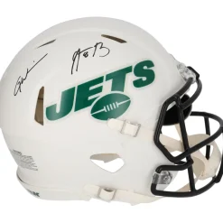 New York Jets Autographed Items^Aaron Rodgers & Garrett Wilson Autographed Riddell Flat White Speed Authentic Helmet