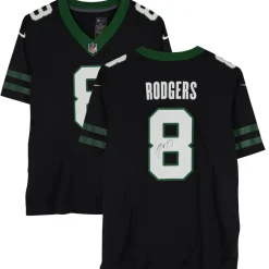 New York Jets Autographed Items | Collectible Jerseys^Aaron Rodgers Autographed Black F.U.S.E. Nike Limited Jersey