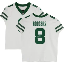 New York Jets Autographed Items | Collectible Jerseys^Aaron Rodgers Autographed White F.U.S.E. Nike Elite Jersey