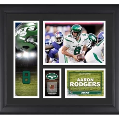 New York Jets Wall Art | Photos^Aaron Rodgers Framed 15" X 17" Player Collage With A Piece Of Game-Used Ball