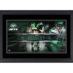 New York Jets Wall Art | Photos^Aaron Rodgers Facsimile Signature Framed 10" X 18" Player Nameplate Collage