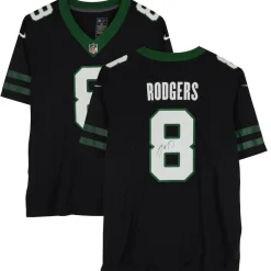 New York Jets Autographed Items | Collectible Jerseys^Aaron Rodgers Autographed Black F.U.S.E. Nike Limited Jersey