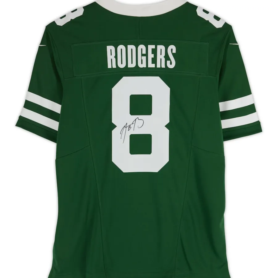 New York Jets Collectible Jerseys | Autographed Items^Aaron Rodgers Autographed Green F.U.S.E. Nike Limited Jersey