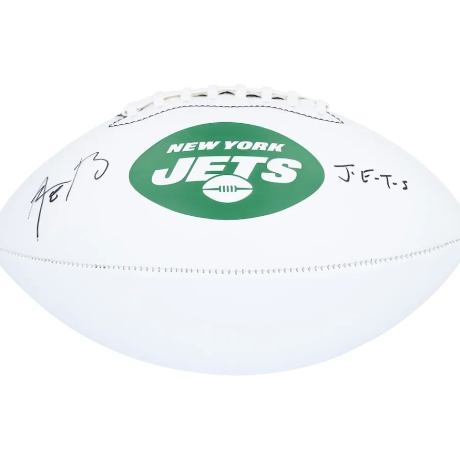 New York Jets Autographed Items | Footballs^Aaron Rodgers Autographed Franklin White Panel Football With "J-E-T-S" Inscription
