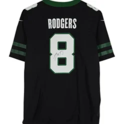 New York Jets Autographed Items | Collectible Jerseys^Aaron Rodgers Autographed Black F.U.S.E. Nike Limited Jersey