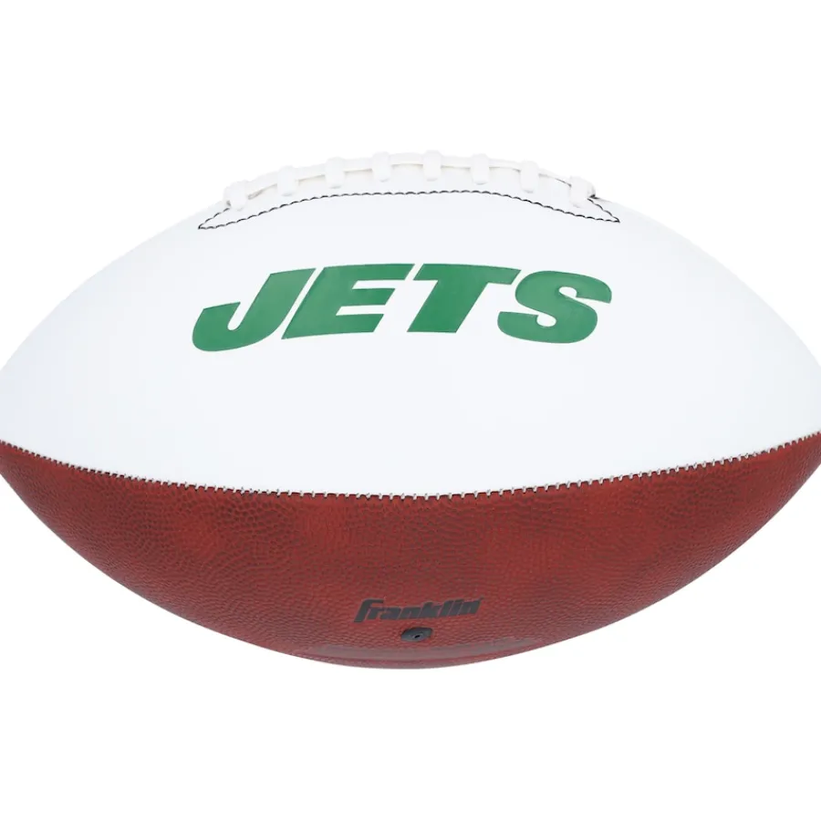 New York Jets Autographed Items | Footballs^Aaron Rodgers Autographed Franklin White Panel Football With "J-E-T-S" Inscription