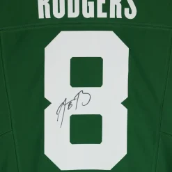 New York Jets Collectible Jerseys | Autographed Items^Aaron Rodgers Autographed Green F.U.S.E. Nike Limited Jersey
