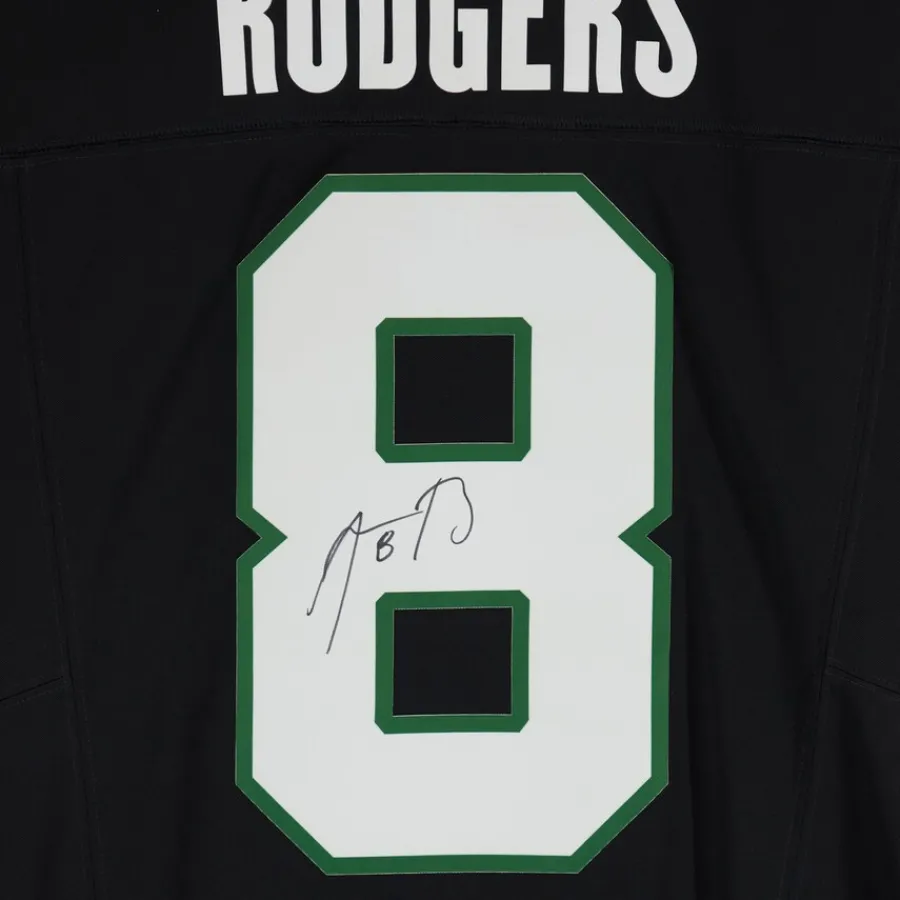 New York Jets Autographed Items | Collectible Jerseys^Aaron Rodgers Autographed Black F.U.S.E. Nike Limited Jersey