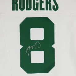 New York Jets Autographed Items | Collectible Jerseys^Aaron Rodgers Autographed White F.U.S.E. Nike Elite Jersey