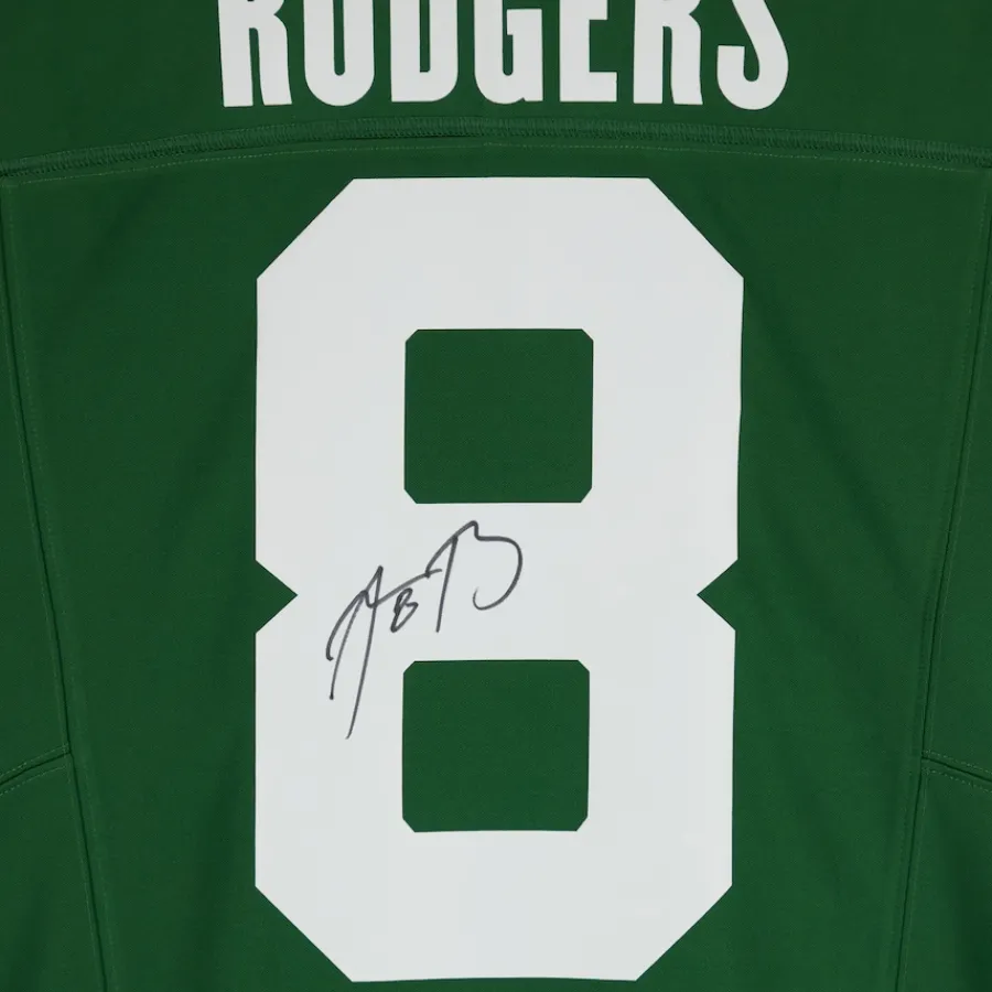 New York Jets Collectible Jerseys | Autographed Items^Aaron Rodgers Autographed Green F.U.S.E. Nike Limited Jersey