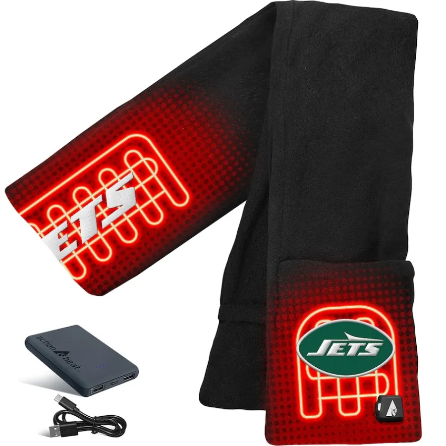 New York Jets Gloves & Scarves^ActionHeat Black 5V Battery Heated Scarf