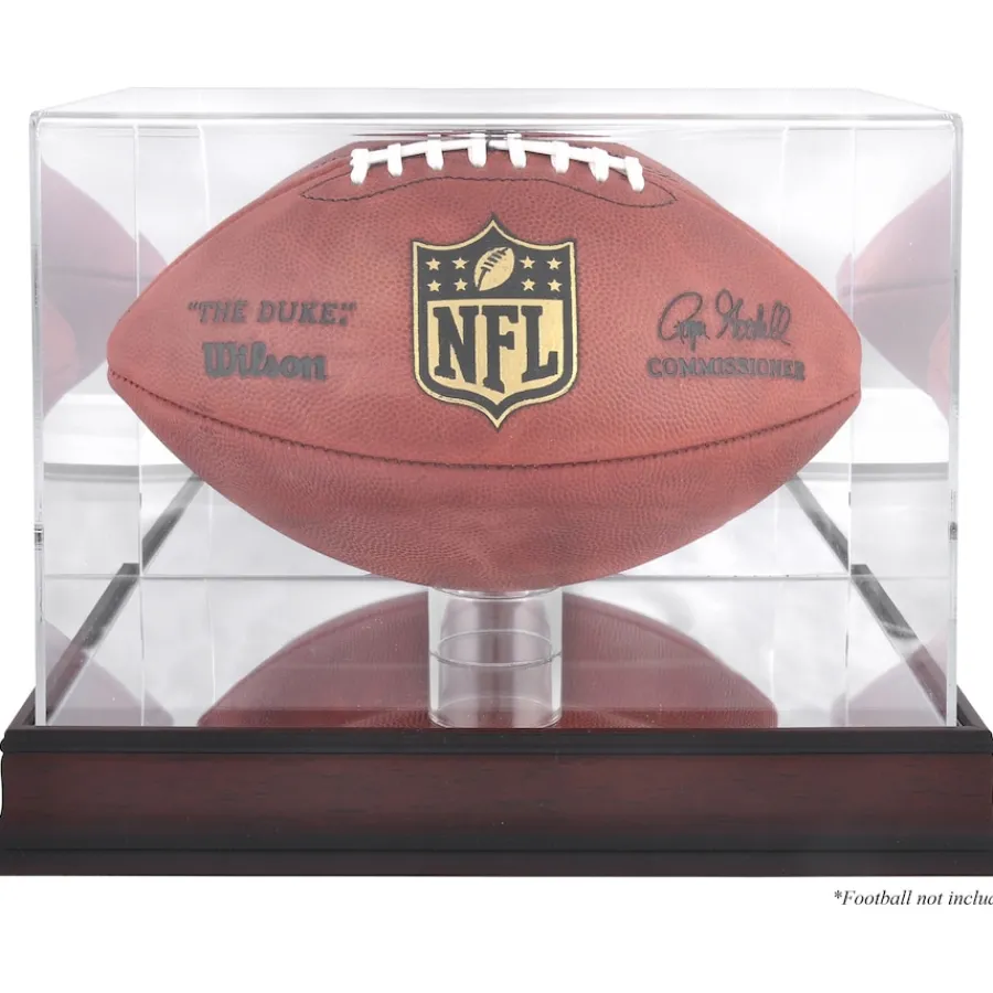 New York Jets Display Cases^Antique Mahogany Football Display Case With Mirror Back