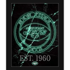 New York Jets Game Room^Black 12'' X 16'' Framed Circle Logo Print