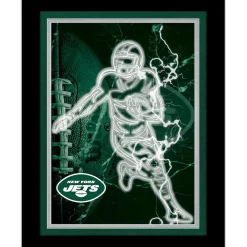 New York Jets Game Room^Black 12'' X 16'' Framed Neon Player Print
