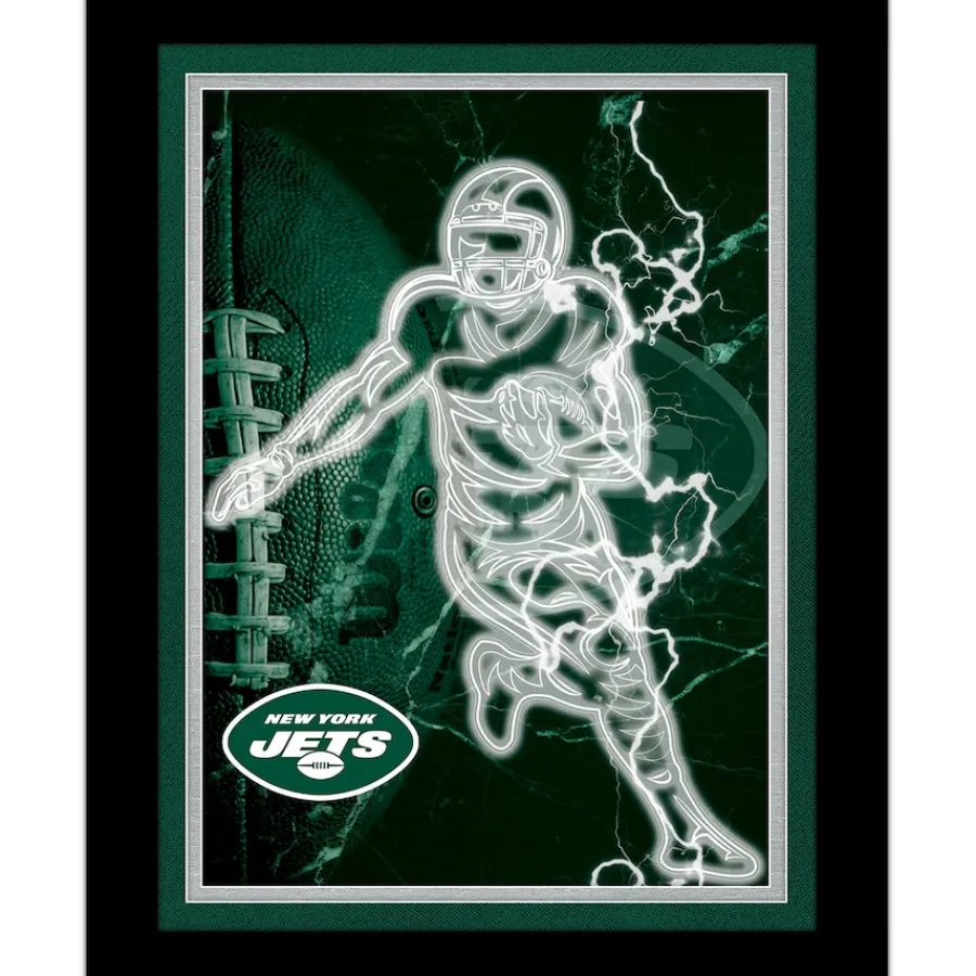 New York Jets Game Room^Black 12'' X 16'' Framed Neon Player Print