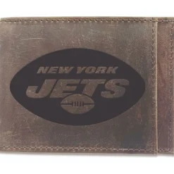 New York Jets Checkbooks-Wallets^Brown Bifold Leather Wallet