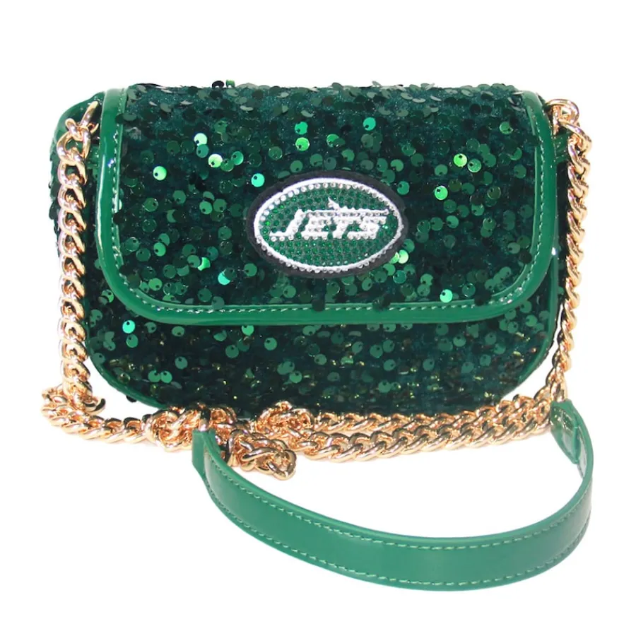 Women New York Jets Accessories | Purses^Cuce Green Sequin Crossbody Bag