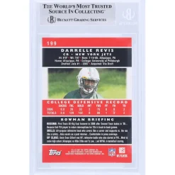 New York Jets Trading Cards^Darrelle Revis Autographed 2007 Bowman #199 Beckett Fanatics Witnessed Authenticated Rookie Card With