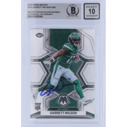 New York Jets Trading Cards^Garrett Wilson Autographed 2022 Panini Mosaic NFL Debut #276 Beckett Fanatics Witnessed Authenticated 10 Rookie Card