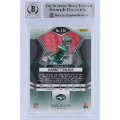 New York Jets Trading Cards^Garrett Wilson Autographed 2022 Panini Mosaic NFL Debut #276 Beckett Fanatics Witnessed Authenticated 10 Rookie Card