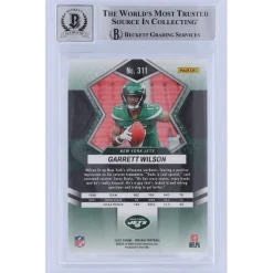 New York Jets Trading Cards^Garrett Wilson Autographed 2022 Panini Mosaic #311 Beckett Fanatics Witnessed Authenticated 10 Rookie Card