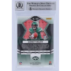 New York Jets Trading Cards^Garrett Wilson Autographed 2022 Panini Mosaic #311 Beckett Fanatics Witnessed Authenticated 10 Rookie Card With 