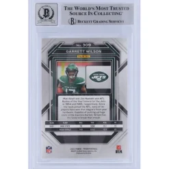 New York Jets Trading Cards^Garrett Wilson Autographed 2022 Panini Prizm #309 Beckett Fanatics Witnessed Authenticated 10 Rookie Card With 