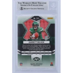New York Jets Trading Cards^Garrett Wilson Autographed 2022 Panini Mosaic #311 Beckett Fanatics Witnessed Authenticated Rookie Card