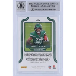 New York Jets Trading Cards^Garrett Wilson Autographed 2022 Panini Donruss Elite Series Rookies #ESR-6 Beckett Fanatics Witnessed Authenticated 10 Rookie Card