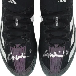 New York Jets Cleats & Shoes | Autographed Items^Garrett Wilson Autographed Game-Used Black/Gray Adidas Cleats From The 2023 NFL Season
