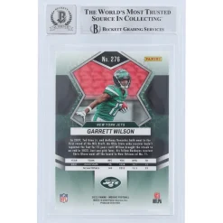New York Jets Trading Cards^Garrett Wilson Autographed 2022 Panini Mosaic NFL Debut #276 Beckett Fanatics Witnessed Authenticated 9/10 Rookie Card