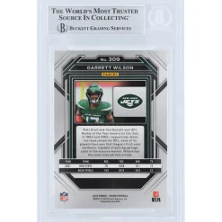 New York Jets Trading Cards^Garrett Wilson Autographed 2022 Panini Prizm #309 Beckett Fanatics Witnessed Authenticated Rookie Card
