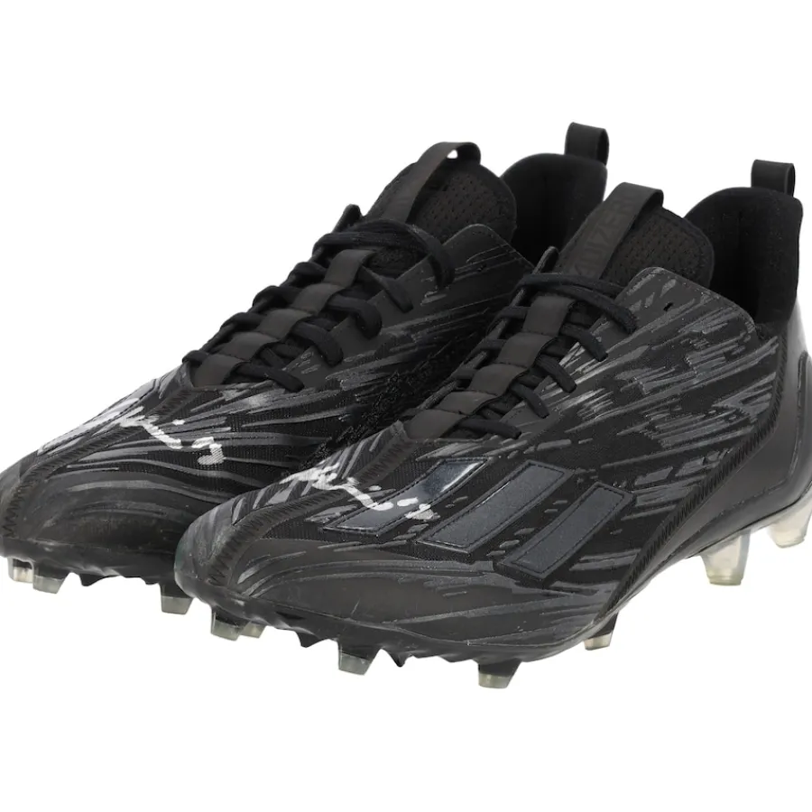 New York Jets Autographed Items | Cleats & Shoes^Garrett Wilson Autographed Game-Used Black Adidas Cleats From The 2023 NFL Season