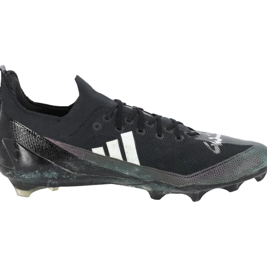 New York Jets Cleats & Shoes | Autographed Items^Garrett Wilson Autographed Game-Used Black/Gray Adidas Cleats From The 2023 NFL Season