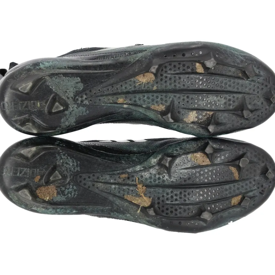 New York Jets Cleats & Shoes | Autographed Items^Garrett Wilson Autographed Game-Used Black/Gray Adidas Cleats From The 2023 NFL Season