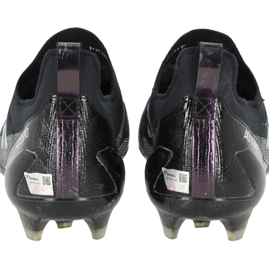 New York Jets Cleats & Shoes | Autographed Items^Garrett Wilson Autographed Game-Used Black/Gray Adidas Cleats From The 2023 NFL Season