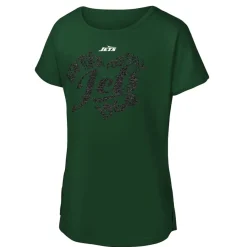 Kids New York Jets T-Shirts | Kids^Girls Youth Green Script Heart Dolman T-Shirt