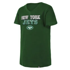 Kids New York Jets T-Shirts | Kids^Girls Youth New Era Green Reverse Sequin V-Neck T-Shirt