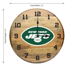 New York Jets Clocks^Imperial Oak Barrel Clock