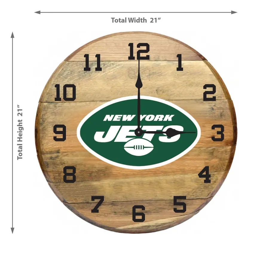 New York Jets Clocks^Imperial Oak Barrel Clock