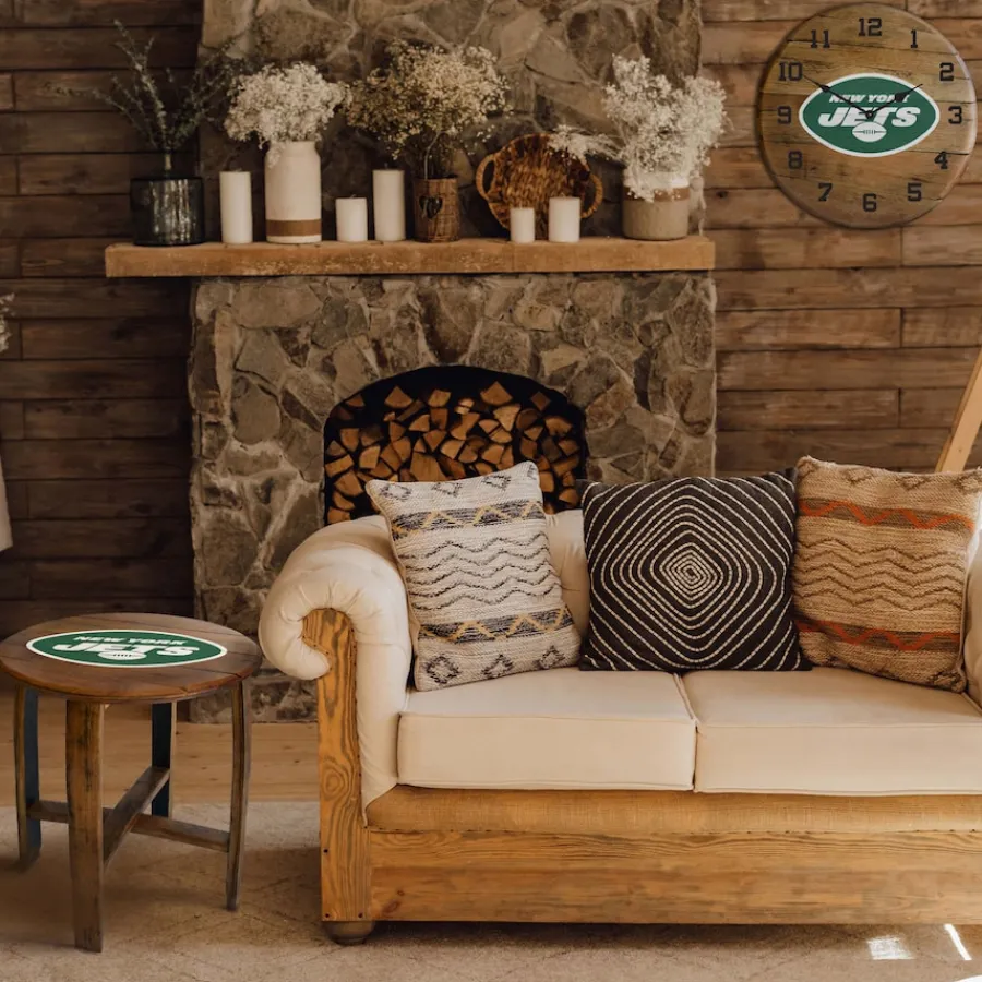 New York Jets Clocks^Imperial Oak Barrel Clock
