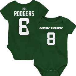 Kids New York Jets Rompers^Infant Aaron Rodgers Green Mainliner Player Name & Number Bodysuit
