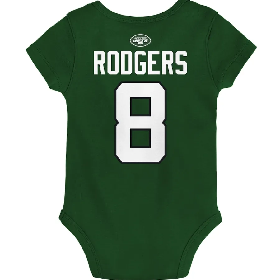 Kids New York Jets Rompers^Infant Aaron Rodgers Green Mainliner Player Name & Number Bodysuit