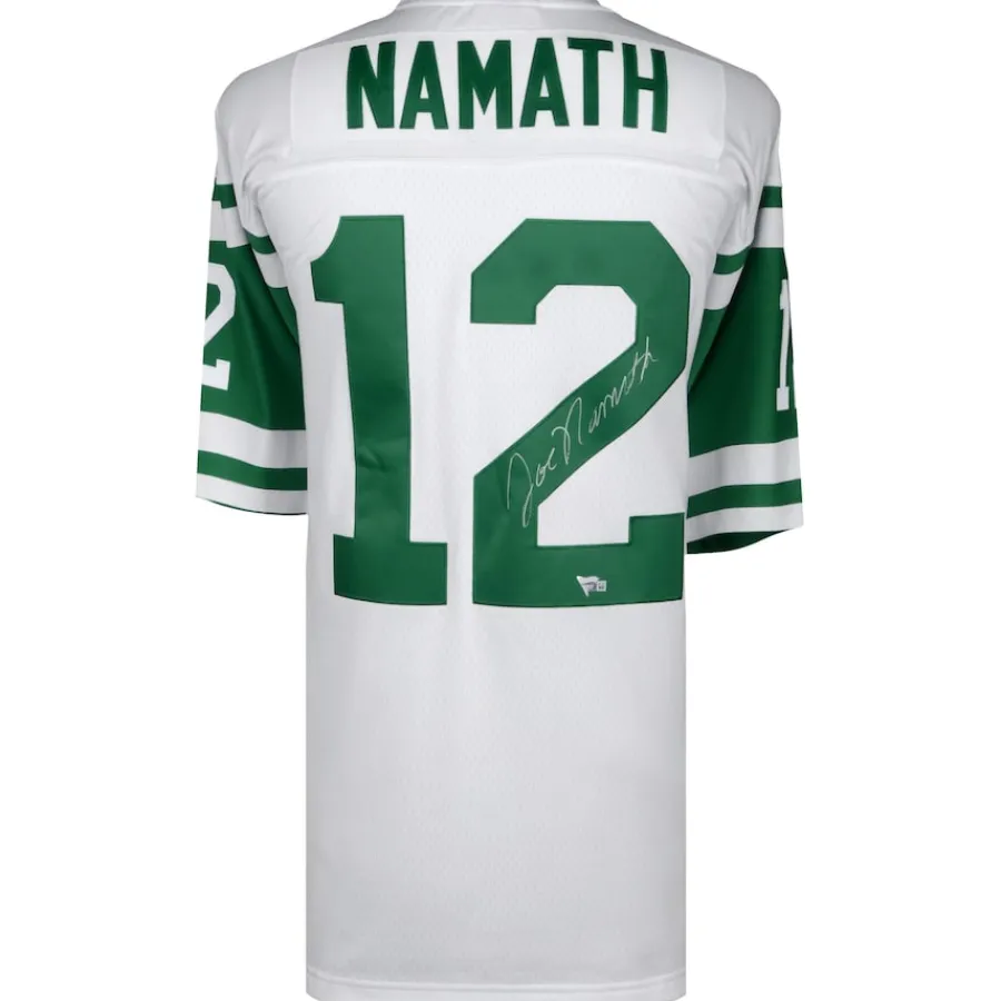 New York Jets Autographed Items | Collectible Jerseys^Joe Namath Autographed White Mitchell & Ness Replica Jersey