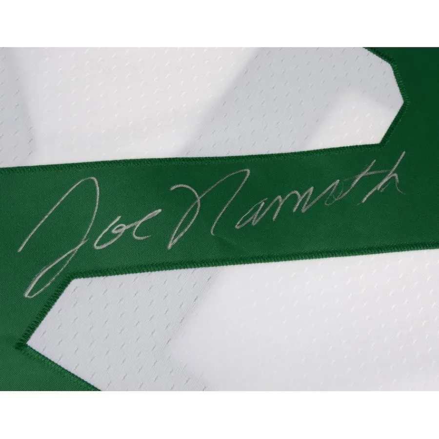 New York Jets Autographed Items | Collectible Jerseys^Joe Namath Autographed White Mitchell & Ness Replica Jersey