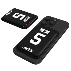 New York Jets Checkbooks-Wallets^Keyscaper Garrett Wilson Black Magnetic Credit Card Wallet