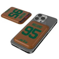 New York Jets Checkbooks-Wallets^Keyscaper Quinnen Williams Brown Magnetic Credit Card Wallet
