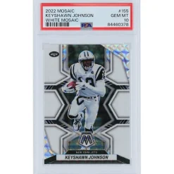New York Jets Trading Cards^Keyshawn Johnson 2022 Panini Mosaic White Mosaic #155 #8/25 PSA Authenticated 10 Card