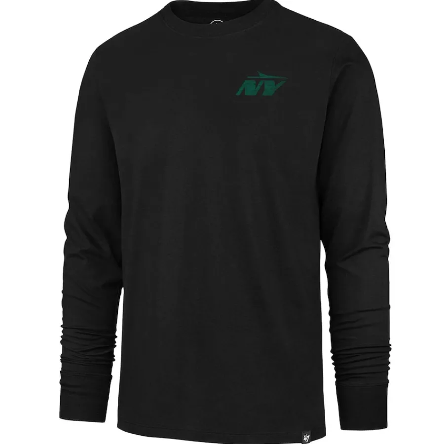New York Jets Long Sleeved^Men's '47 Black Premier Franklin Long Sleeve T-Shirt