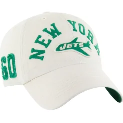 New York Jets Adjustable^Men's '47 Cream Throwback Clubhouse Faber Clean Up Adjustable Hat
